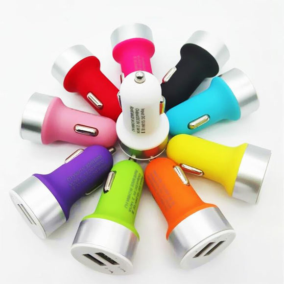 Matte Universal Dual USB 2 Port Colorful Car Charger 2.1A / 1A Auto Power Adapter