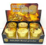 3 PART GOLD COIN TOBACCO GRINDER